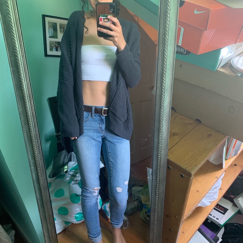 Navy blue cardigan sweater